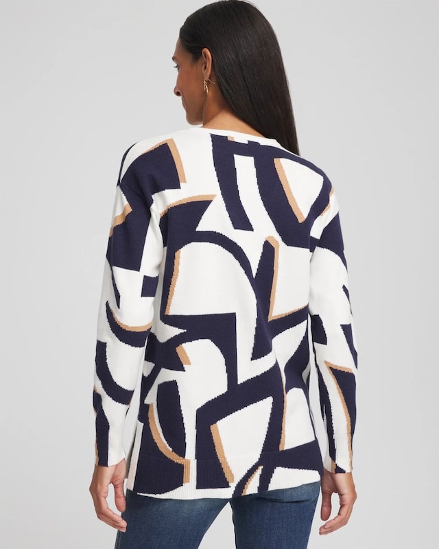 Geo Intarsia V-Neck Tunic - image 4